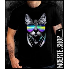 Черна тениска DISCO CAT