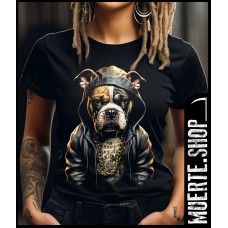 Черна тениска GANGSTA BULLIE с щампа Черна тениска GANGSTA BULLIE с щампа