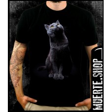 Черна тениска GREY CAT