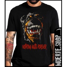 Черна тениска NOTHING LASTS FOREVER ROTTWEILER с щампа 