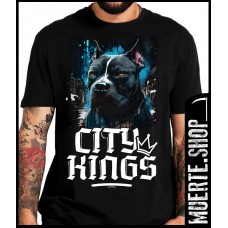 Черна тениска  PITBULL CITY KINGS с щампа 