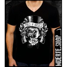 Черна тениска PUGS N ROSES Черна тениска PUGS N ROSES