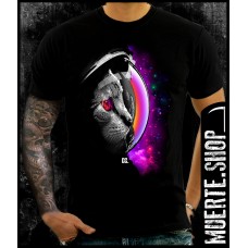 Черна тениска SPACE CAT