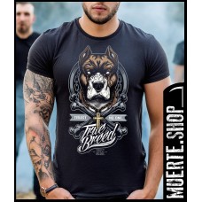 Черна тениска TRUE BREED PITBULL с щампа Черна тениска TRUE BREED PITBULL с щампа