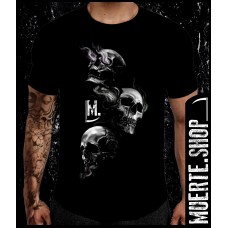 Черна тениска 3 BADASS SKULLS