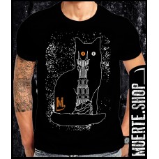Черна тениска BLACK CAT TOWER