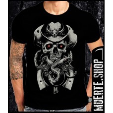 Черна тениска COWBOY GUNS SKULL