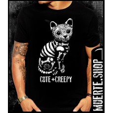 Черна тениска CUTE CREEPY CAT