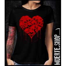 Черна тениска HEART OF SKULLS