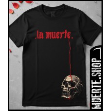 Черна тениска LA MUERTE BLOOD LINE – dark streetwear дизайн с щампа Черна тениска LA MUERTE BLOOD LINE – dark streetwear дизайн с щампа