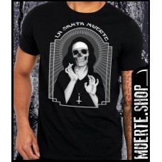 Черна тениска LA MUERTE NUN SKULL