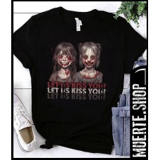 Черна тениска LET ME KISS YOU с щампа 
