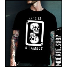 Черна тениска LIFE IS A GAMBLE с щампа Черна тениска LIFE IS A GAMBLE с щампа