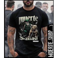 Черна тениска MUERTE SQUAD SOLDIER – войник-череп с питбул Черна тениска MUERTE SQUAD SOLDIER – войник-череп с питбул
