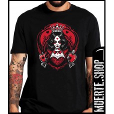 Черна тениска QUEEN OF HEARTS DARK с щампа Черна тениска QUEEN OF HEARTS DARK с щампа