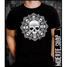 Черна тениска SKULL MANDALA