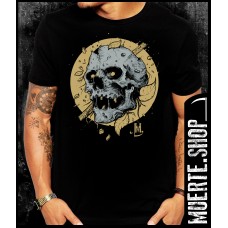 Черна тениска YELLOW ROUND SKULL