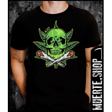 Черна тениска CROSSED BLUNTS SKULL