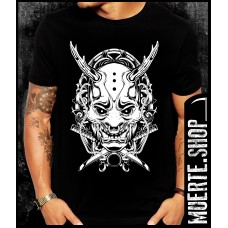 Черна тениска HORNED SAMURAI MASK
