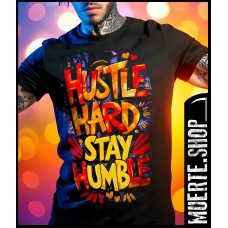 Черна тениска HUSTLE HARD STAY HUMBLE с щампа Черна тениска HUSTLE HARD STAY HUMBLE с щампа