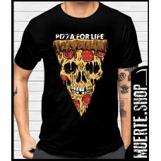 Черна тениска PIZZA FOR LIFE с щампа
