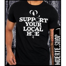 Черна тениска SUPPORT YOUR LOCAL с щампа Черна тениска SUPPORT YOUR LOCAL с щампа