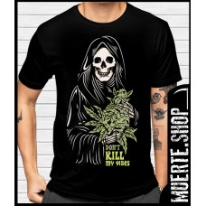 Черна тениска WEED REAPER с щампа 