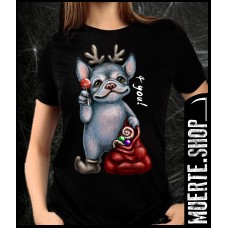 Черна тениска CUTE CHRISTMAS DEER Черна тениска CUTE CHRISTMAS DEER