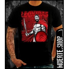Черна тениска LEONIDAS 300 с щампа 