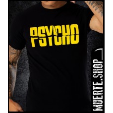 Черна тениска PSYCHO BY HITCHCOCK с щампа