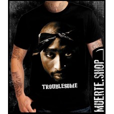 Черна тениска 2PAC TROUBLESOME