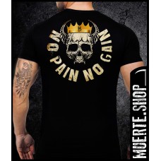 Черна тениска NO PAIN NO GAIN SKULL